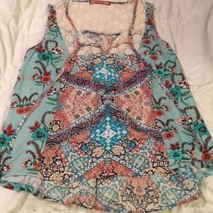 Olive hill floral lace tank